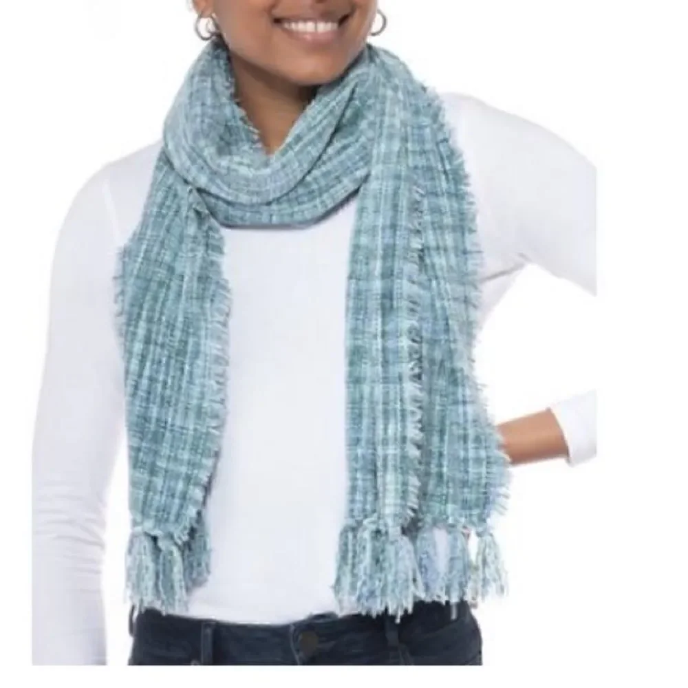 Charter Club Spacedye Chenille Wrap Scarf Came, women accessories blue green